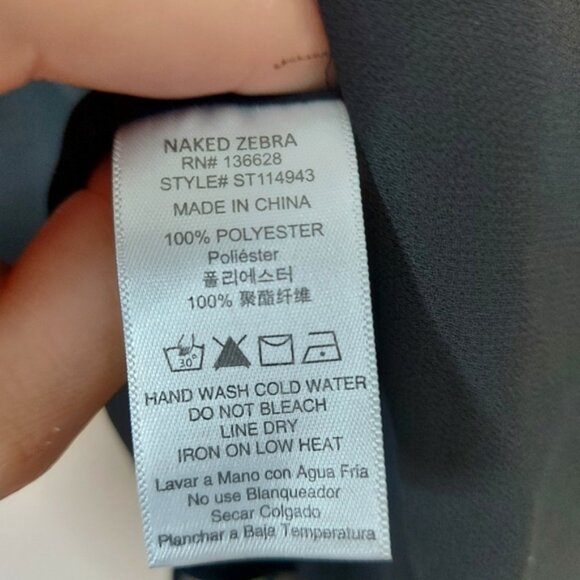 Naked Zebra black high neck sleeveless blouse with ruffle detail at neck medium - Picture 5 of 7